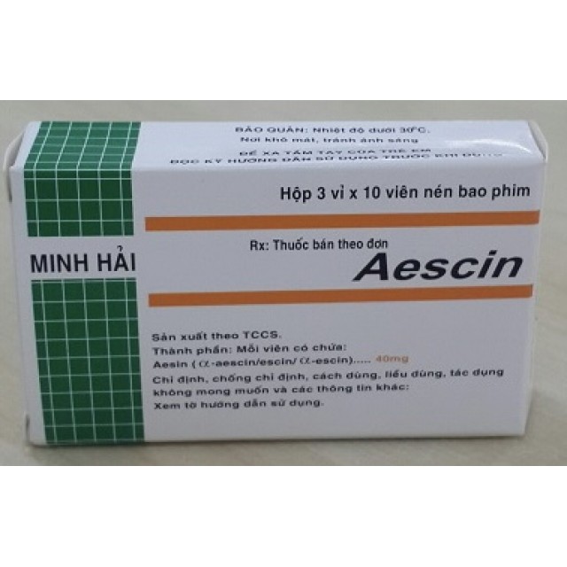 Aescin 40 mg H/30 viên (giãn tĩnh mạch chân, trĩ)
