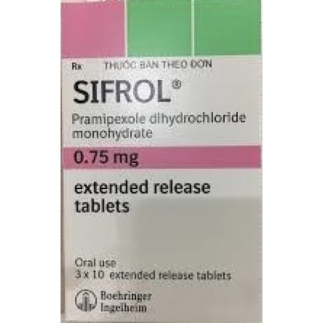 Sifrol 0.75MG H/30 viên (Thuốc điều trị bệnh Parkinson vô căn)