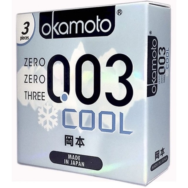 Bao Cao Su Okamoto Cool 003 H/ 3Cái ( Siêu Mỏng Bóng Láng Mát Lạnh)