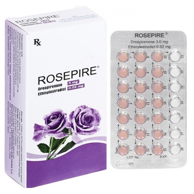 Rosepire 3mg/0.02mg ( Tím) (thuốc tránh thai hằng ngày) H/ 28 viên