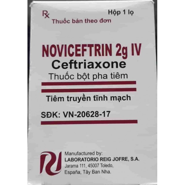 Noviceftrin 2g IV( Ceftriaxone 2g) Lốc/ 5 hộp