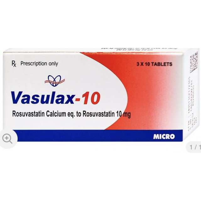 Vasulax10mg H/10 viên (trị rối loạn lipid máu)