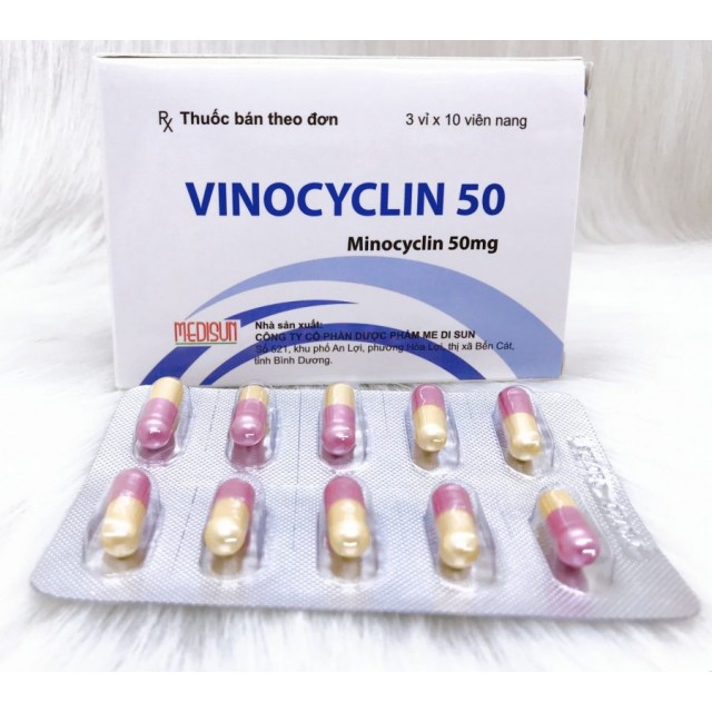 VINOCYCLIN 50mg H/30 viên ( kháng sinh cho mụn trứng cá)