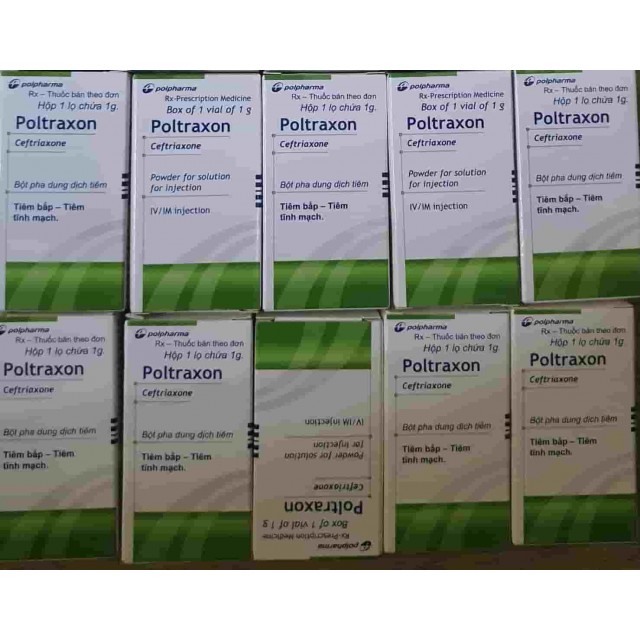 Poltraxon 1g IM/IV ceftriaxone 1g) Lốc/10 lọ