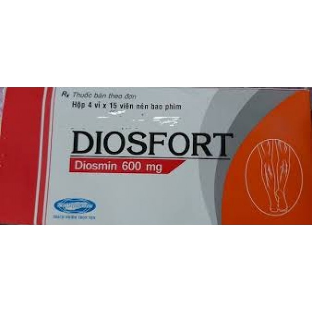 Diosfort 600mg H/60 viên (điều trị bệnh suy tĩnh mạch, bệnh trĩ cấp)