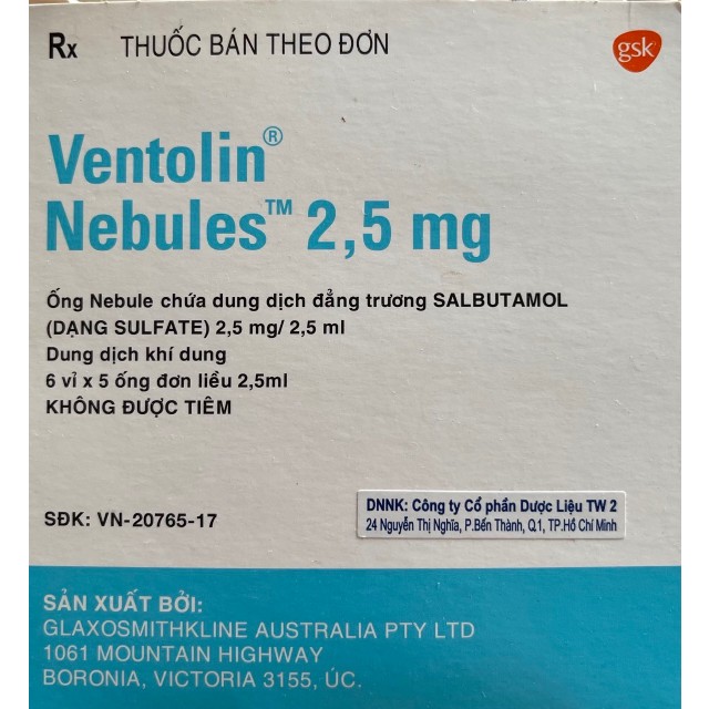 VENTOLIN NEBULES 2,5 mg/2,5 ml H/30 ống