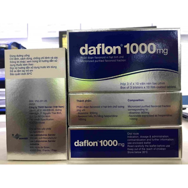 Daflon 1000mg H/30 viên ( Thuốc trợ suy giãn tĩnh mạch)