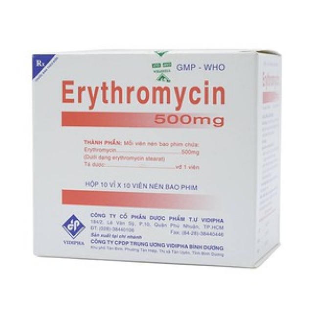 Erythromycin 500Mg H/100 viên vidiphar