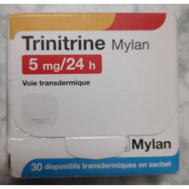 Trinitrine Mylan 5mg/24H H/30 miếng dán Điều trị cơn đau thắt ngực