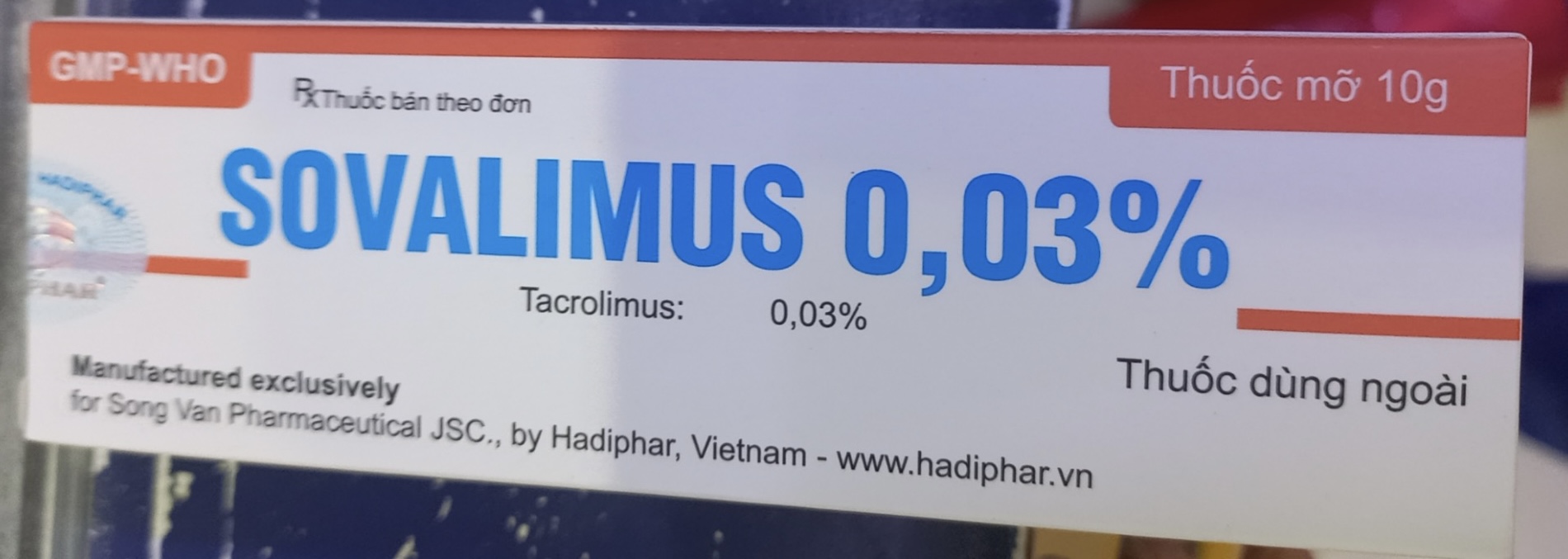Sovalimus 0.03% H/1 type 10g ( TRỊ CHÀM)