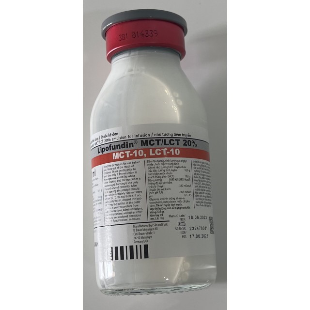 Lipofundin MCT/LCT 20% 100 ml H/10 lọ ( nuôi ăn qua đường tĩnh mạch)