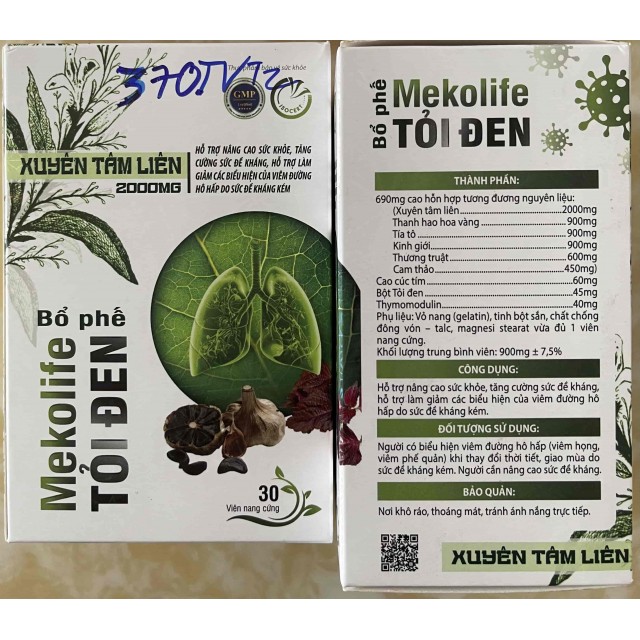 Xuyên Tâm Liên tỏi đen 2000 mg H/30 viên Mekolife