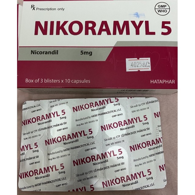 Nikoramyl 5mg H/30 viên (Nicorandil 5mg) giản mạch