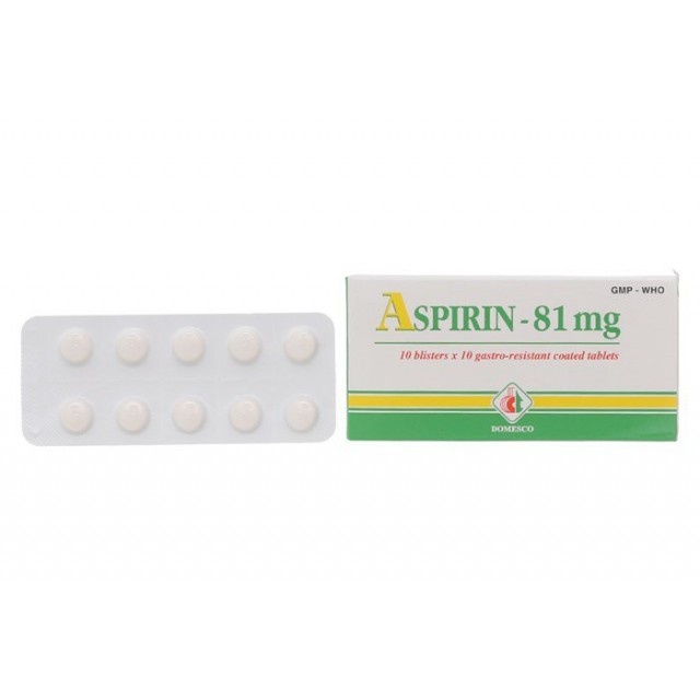 Thuốc Aspirin 81mg H/100 viên - Phòng ngừa thứ phát sau nhồi máu cơ tim