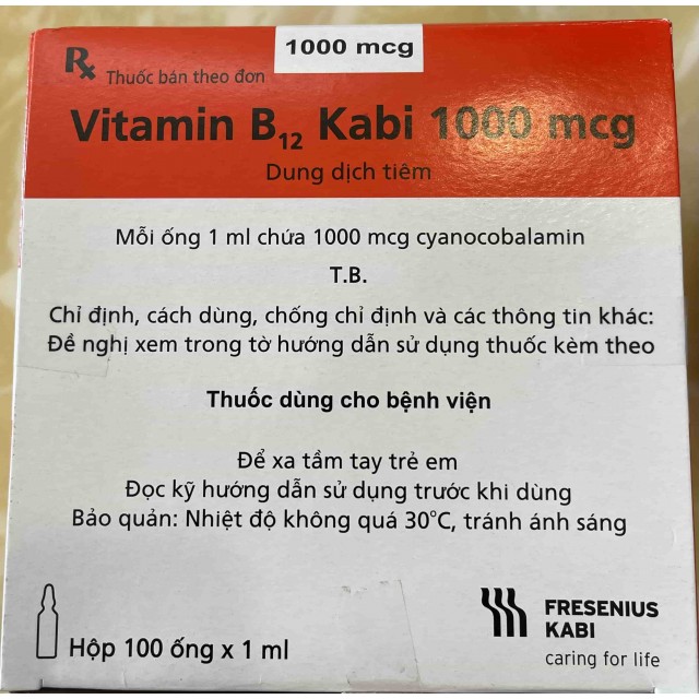 Vitamin B12 Kabi 1000mcg H/100 Ống 1ml Inj