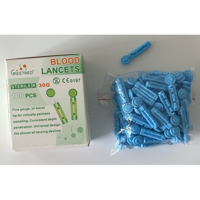 Kim thứ Lancet Onetouch tròn xanh (Lấy Máu Cho Máy Đường Huyết )H/100 kim