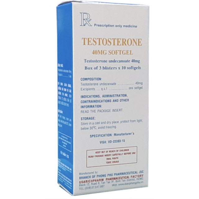 Testosterone 40mg H/40 viên softgel