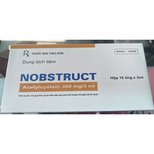 Nobstruct 300 mg H/10 ống 3ml ( Acetylcystein 300 mg) 