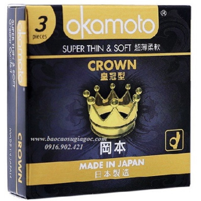 Bao cao su Okamoto Super Thin & Soft Crown H/3 cái (siêu mỏng, tăng kích thích)