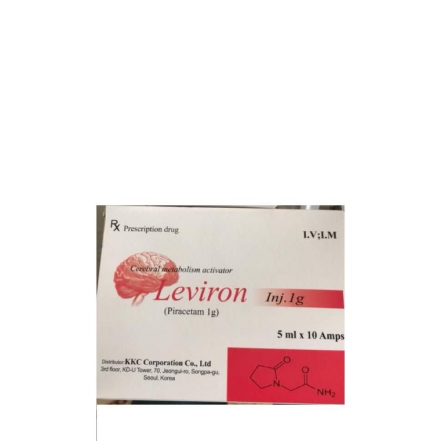Leviron Piracetam 1g Korea H/10 ống 5ml Điều trị chứng sa sút trí tuệ.