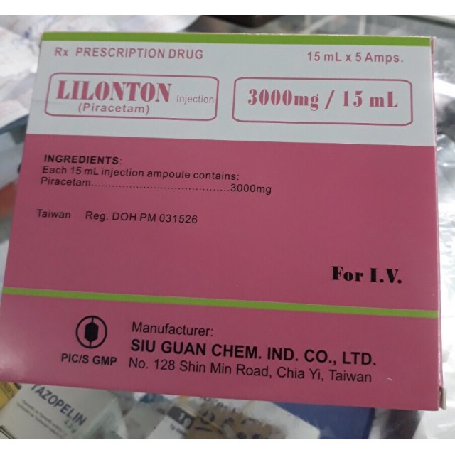 Lilonton 3g/15ml ( Piracetam ) Hộp 5 ống 15ml Điều trị chứng sa sút trí tuệ.