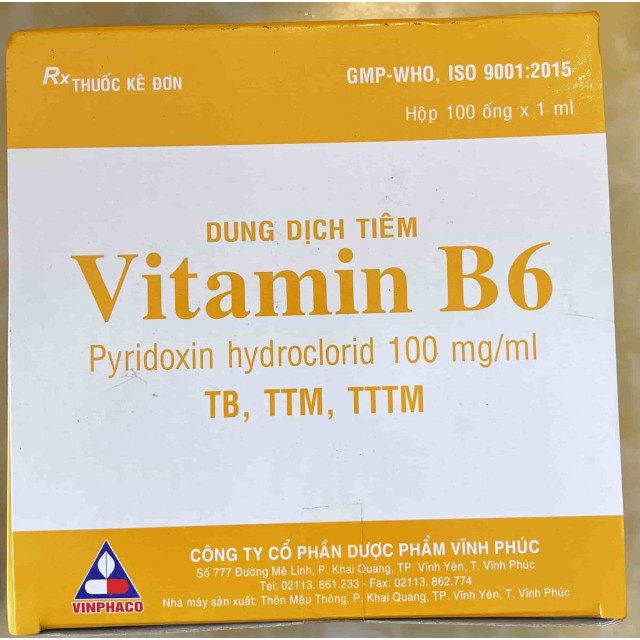 Vitamin B6 Inj 100 mg/ml H/100 ống 1ml Vĩnh Phúc 