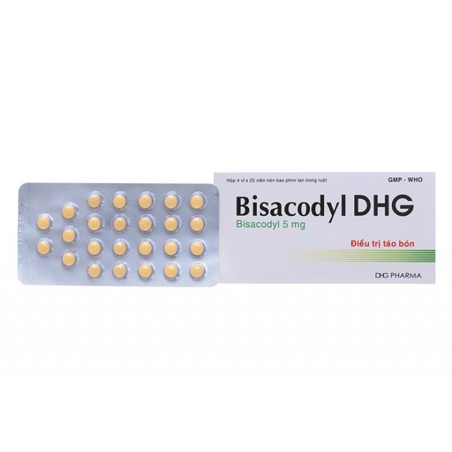 Bisacodyl DHG 5mg H/100 viên ( thuốc nhuận tràng)