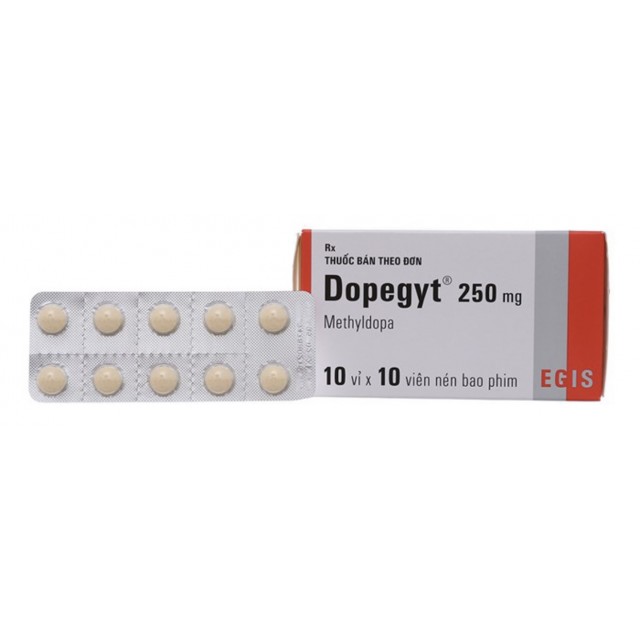 Dopegyt 250mg hộp 100 viên( Thuốc trị cao huyết áp Methyldopa 250mg)