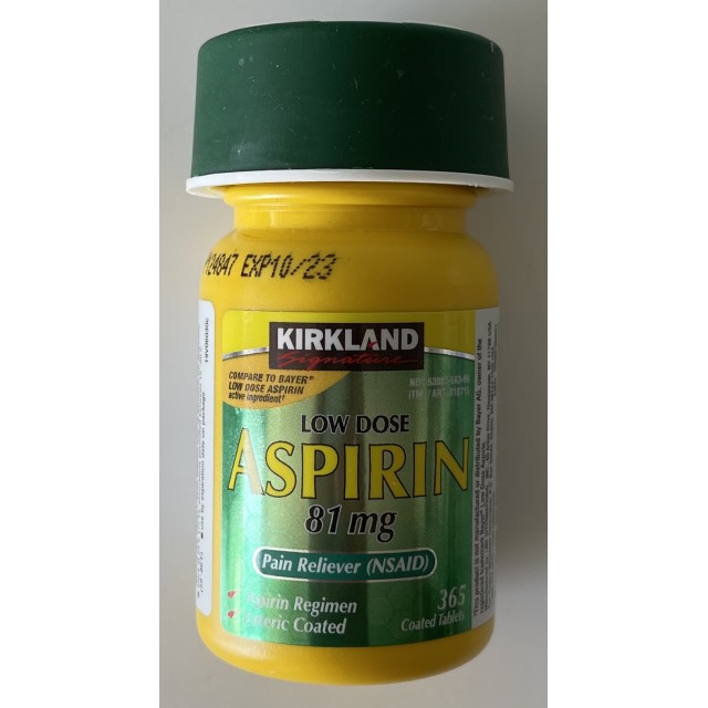 Aspirin 81 mg H/365 viên ( Kirkland Mỹ) PHÒNG NGỪA THỨ PHÁT SAU NHỒI MÁU CƠ TIM