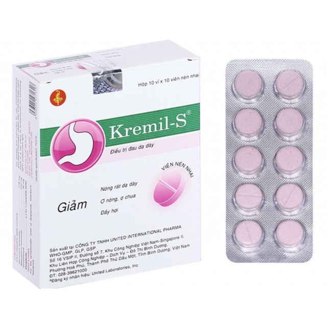 Kremil-S H/100 viên (trị viêm loét dạ dày, ợ chua, khó tiêu)