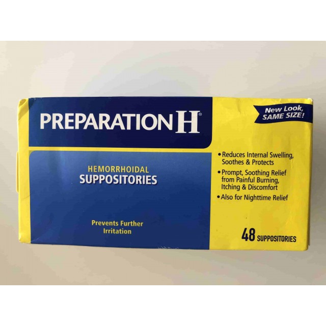 Thuốc TRĨ NỘI Preparation H® Suppositories Viên Đặt Hậu Môn, mỗi hộp 48 viên